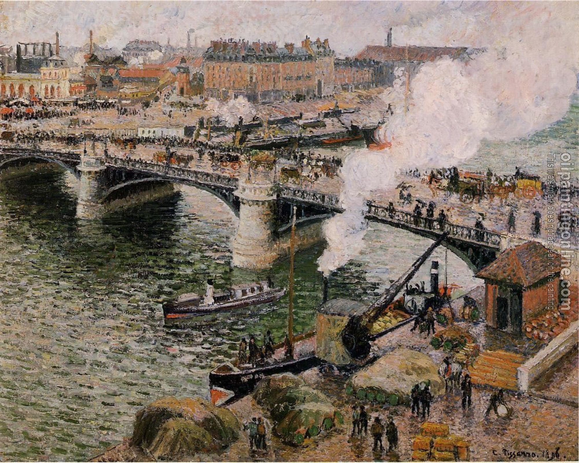 Pissarro, Camille - The Boieldieu Bridge, Rouen, Damp Weather